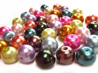 Faux Pearls 10mm Glass Beads x40 Soup Mix A (multi-colour)