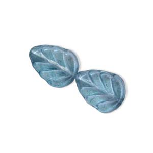 Czech Leaf Beads 10x8mm Lustre Transparent Blue x25