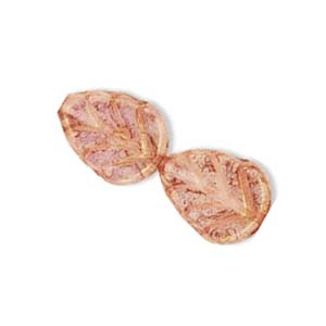 Czech Leaf Beads 10x8mm Lustre Transparent Topaz Pink x25