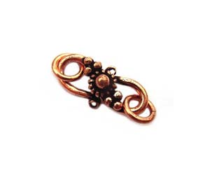 Antique Bali Style Pure 100% COPPER 20x9mm S Hook Clasp
