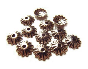 Bead Caps 5.5mm Platinum Plated Brass - Fluted Embossed Flower