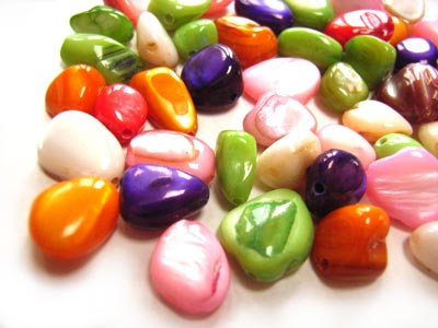Sea Shell Polished Chip Beach Beads - 25g Tutti Frutti Mix