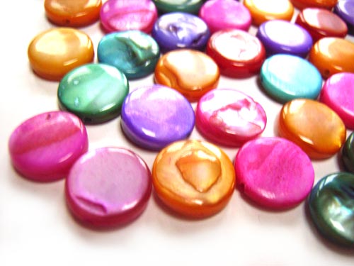 Shell Coin Button Beads 10mm - Multi Mix 20g (x36 approx)