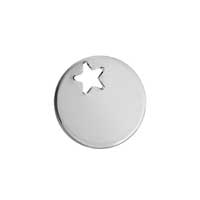 Stainless Steel Circle 12.5mm 19g Stamping Blank with Star Hole x1