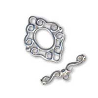 Sterling Silver 24x18mm Oval Scrollwork Toggle (22.5mm Bar) x1