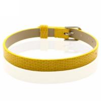 Faux Snakeskin PU Leather Bracelet Cuff Band, 8mm Wide Strip, 6 -7.5 Inch, x1pc, Yellow