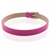 Faux Snakeskin PU Leather Bracelet Cuff Band, 8mm Wide Strip, 6 -7.5 Inch, x1pc, Pink