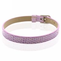 Faux Snakeskin PU Leather Bracelet Cuff Band, 8mm Wide Strip, 6 -7.5 Inch, x1pc, Lilac