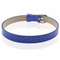 Faux Snakeskin PU Leather Bracelet Cuff Band, 8mm Wide Strip, 6 -7.5 Inch, x1pc, Blue
