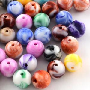 Acrylic Opaque Marbled 10mm Round Beads 25g (x50pc) Soup Mix