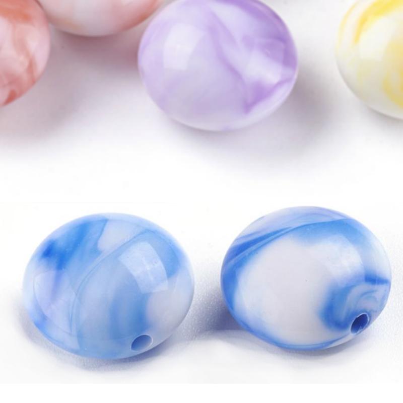 Acrylic Opaque Marbled 16x10mm Lentil Beads 30g (x20pc) Soup Mix