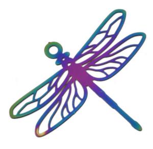 Stainless Steel Rainbow Filigree Dragonfly Pendant 29x34.5x0.3mm x1pc