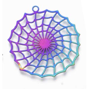 Stainless Steel Rainbow Spider Web Pendant 32.5x30.5x0.3mm x1pc