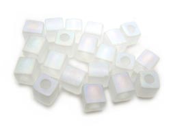 Miyuki 4mm Square Cube Beads Transparent Frosted Rainbow Clear White