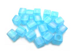 Miyuki 4mm Square Cube Beads Transparent Frosted Rainbow Light Blue