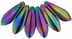 Czech Glass Dagger Drop Beads ~ 16/5mm Iris Purple x10