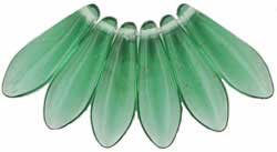 Czech Glass Dagger Drop Beads ~ 16/5mm Prairie Green x10