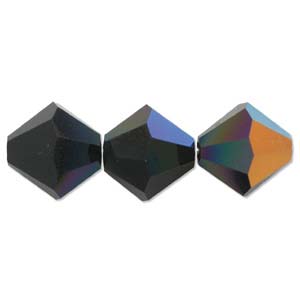 Swarovski Crystal Beads Bicone 3mm Jet Black AB