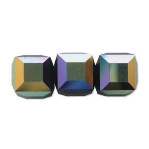 Swarovski Crystal 6mm Cube Beads - Jet AB x1