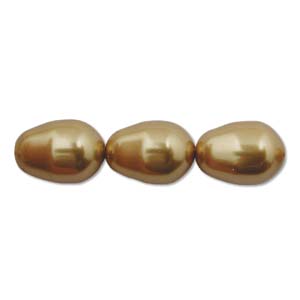 Swarovski Crystal Pearl Beads 11x8mm Pear Drop Bright Gold Pearls x1