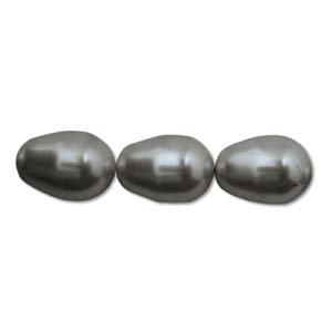 Swarovski Crystal Pearl Beads 11x8mm Pear Drop Grey Dark Pearls x1