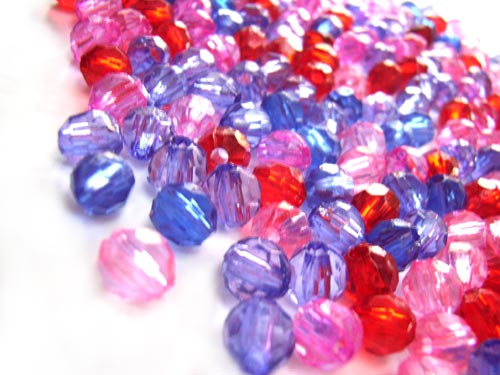 Acrylic Transparent 6mm Faceted Round Beads 20g (x195pc) Purple/Pink Soup Mix