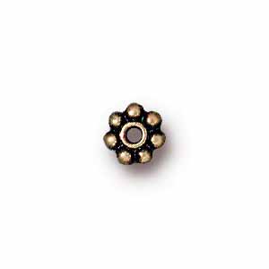 TierraCast Heishi Beads - 6mm Beaded Daisy Spacer Brass Oxide x10