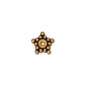 TierraCast Heishi Beads - 7mm Star Spacer Antique Gold Plated x5