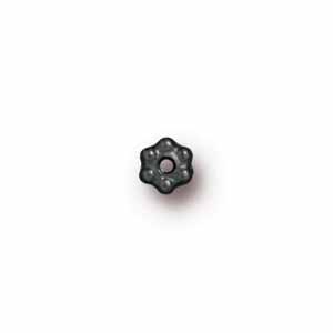 TierraCast Heishi Beads - 3mm Beaded Daisy Spacer Black x10