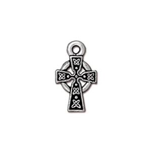 TierraCast Pewter Antique Silver Plated 8.7x14.9mm Small Celtic Cross