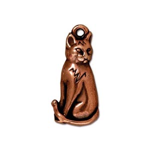 TierraCast Pewter Antique Copper Plated Sitting Cat Charm (22x10mm) x1