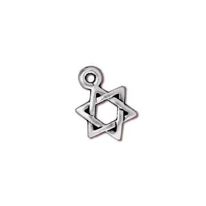 TierraCast Pewter Antique Silver Plated 8.3x12.2mm Star of David Charm