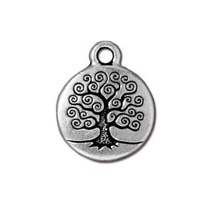 TierraCast Pewter Antique Silver Plated 15.3mm Tree of Life Charm