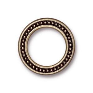 TierraCast Pewter Brass Oxide 19mm Large Beaded Ring Link x1