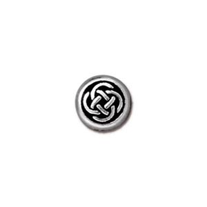 TierraCast Pewter Silver Plated 7.2x3.4mm Small Celtic Circle - Coin Bead x1