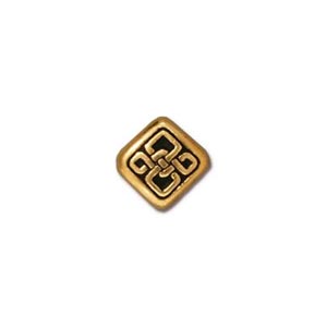 TierraCast Pewter Gold Plated 7.6x7.6mm Small Celtic Diamond Bead x1