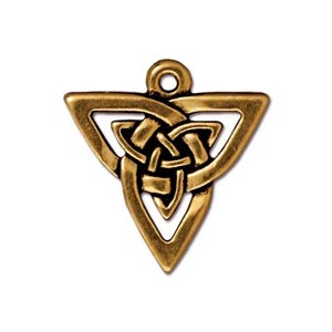 TierraCast Pewter Gold Plated 20xx21mm Celtic Triangle Open Knot Pendant