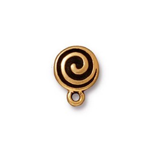 TierraCast Pewter Antiqued Gold Plated Spiral Earring Posts x1pr