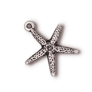 TierraCast Pewter Silver Plated 17.6mm Starfish Charm x1