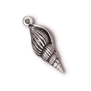 TierraCast Pewter Silver Plated 24mm Spindle Shell Charm x1