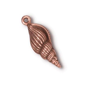 TierraCast Pewter Copper Plated 24mm Spindle Shell Charm x1