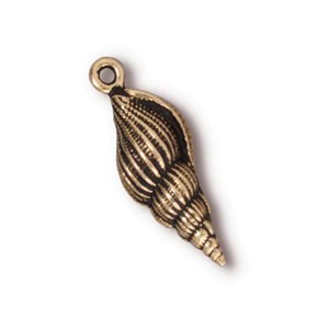 TierraCast Pewter Gold Plated 24mm Spindle Shell Charm x1