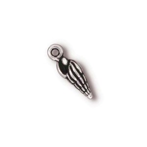 TierraCast Pewter Silver Plated 15mm Spindle Shell Charm x1