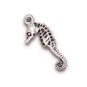 TierraCast Pewter Silver Plated 24mm Seahorse Charm x1