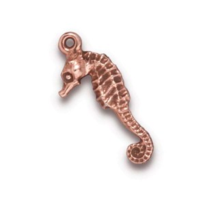 TierraCast Pewter Copper Plated 24mm Seahorse Charm x1