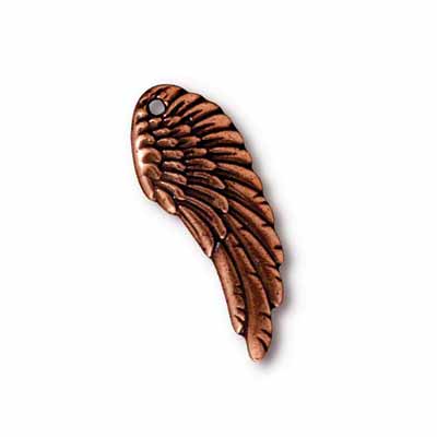 TierraCast Pewter Copper Plated 27mm Angel Wing Drop Charm x1