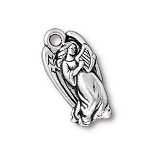 TierraCast Pewter Silver Plated 22mm Angel Charm x1