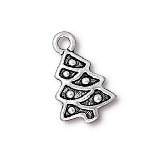TierraCast Pewter Silver Plated 20mm Christmas Tree Charm x1