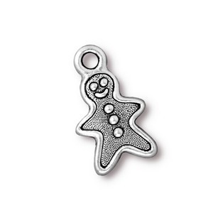 TierraCast Pewter Silver Plated 19mm Gingerbread Man Charm x1