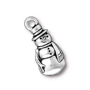 TierraCast Pewter Silver Plated 23mm Frosty Snowman Charm x1